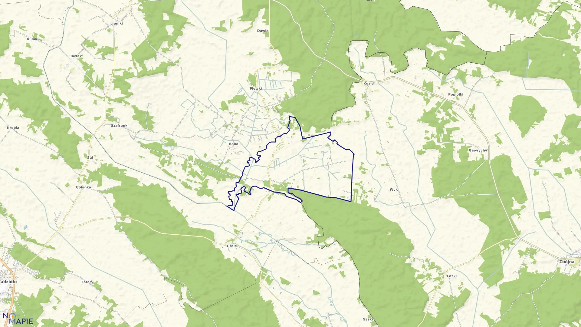 Mapa obrębu CZARNIA w gminie Kadzidło