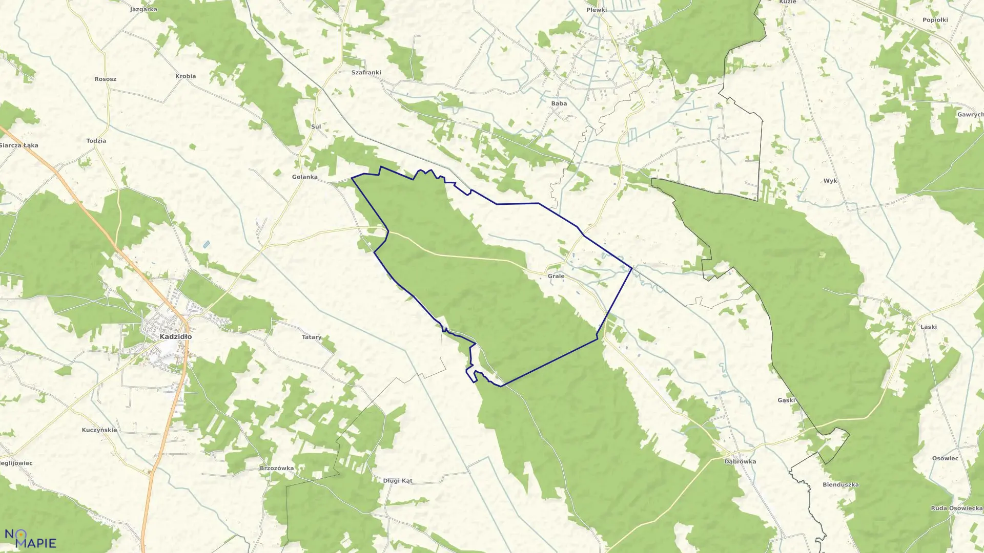 Mapa obrębu GRALE w gminie Kadzidło