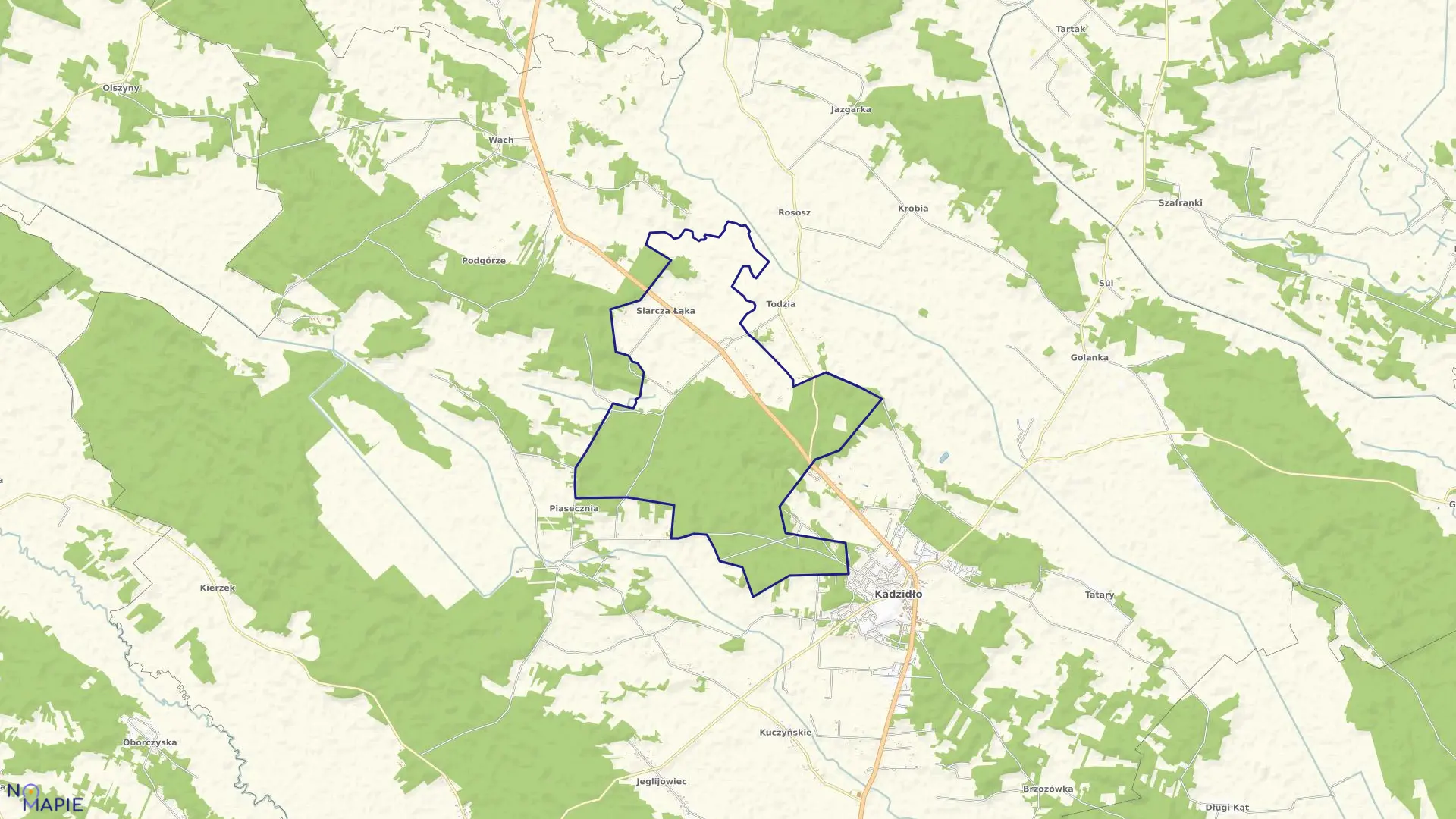 Mapa obrębu SIARCZA ŁĄKA w gminie Kadzidło